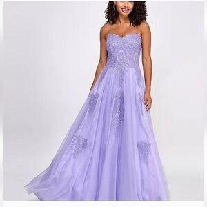 Elegant Strapless Lavender Evening Dress